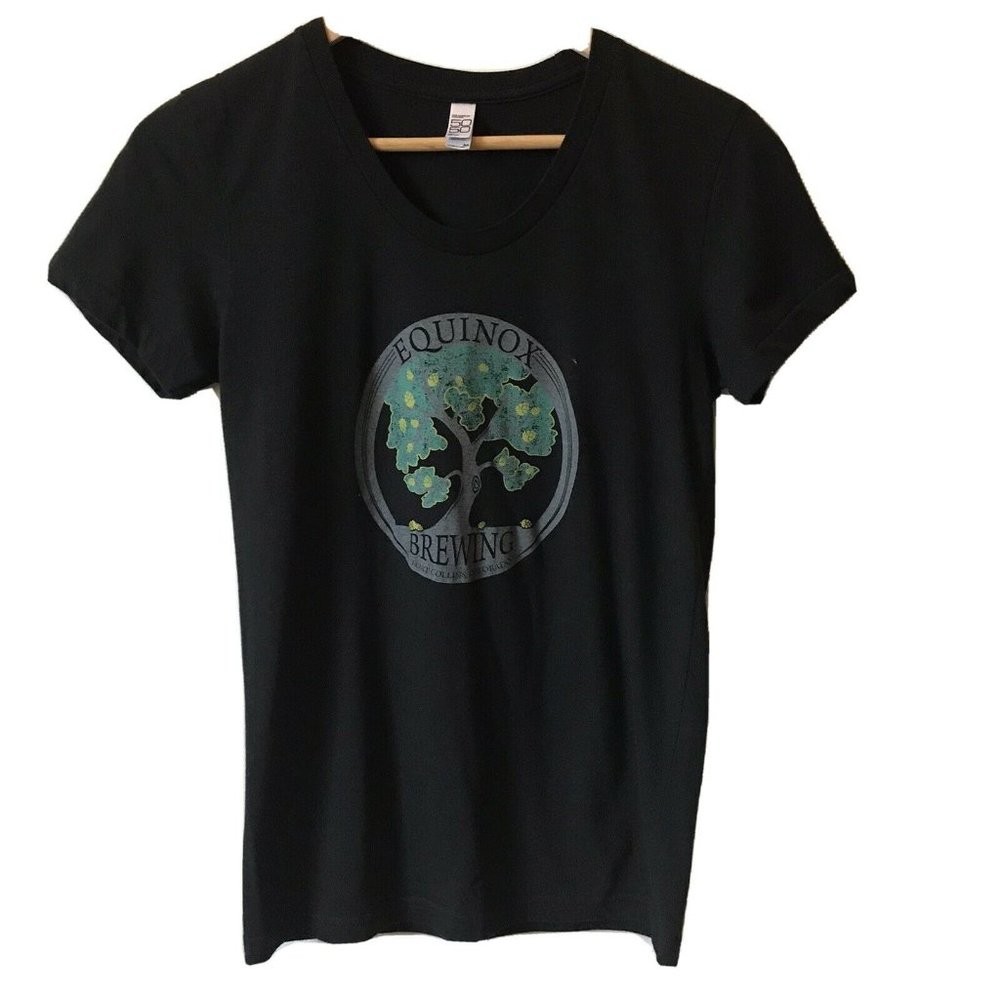 Los Angeles Apparel Equinox Brewing‎ Co Colorado Logo Black Women Tee Size M